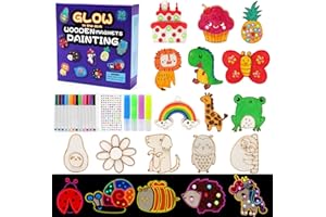 LEADSTAR Juego de manualidades para niños, 36 unidades, juego de manualidades para niños para pintar y manualidades, juego de manualidades de madera, idea de manualidades, pintura de cumpleaños