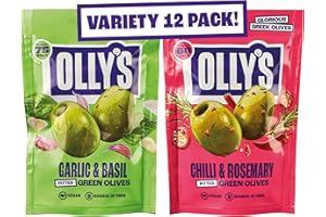 Olly's Olives | Mixed Selection of Flavoured Olive Packs | 12 x 50g Pouches