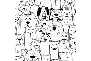 LZH-LP Papel Tapiz Autoadhesivo, 44x600CM Moderno Diseño Perro Papel de Contacto Despegable y Pegable Papel Tapiz Removible Sin Costuras en Blanco y Negro Película Decorativa