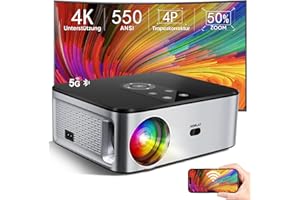 HORLAT Proiettore 4K Home Cinema Supporta 18000 Lumen Native 1080P WiFi Proiettore Bluetooth Auto/4P/4D Correzione trapezoidale Zoom 50%, Compatibile con iOS/Android/TV Stick