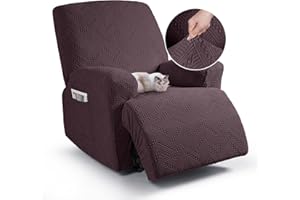 TAOCOCO Recliner Chair Cover, Stretch Sofa Cover 1 Seater With Arm Rest, Couch Cover Soft, Machine Washable Recliner Sofa Protector (Coffee, 1 seater)