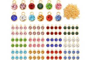 URROMA Crystal Birthstone Charms Beads, Round Crystal Charms for Jewelry Making Crystal Charms for Earring Making Bracelet Necklace Jewelry Making, 12 Colors