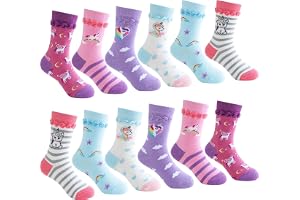Cirorld Sockar För Barn Flickor Roliga Enhörning Sjöjungfru Djuransikte Süta Färgglada Barnsockar Bomull Sockar, 2-14 År 6 Par