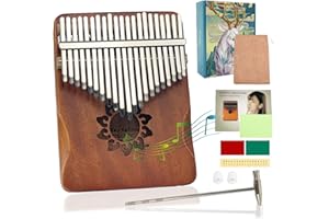 TECHFECTION Kalimba 21 Keys Mahagoni Marimba Instrument Daumenklavier Tragbares Mbira Sanza Finger Piano mit Lernanleitung Stimmhammer für Musikliebhaber Kinder Erwachsene Anfänger