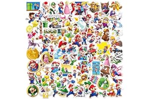 Canverlens Lot de 100 Autocollants Mario Bros pour Ordinateur Portable, Voiture, Tasse, Ordinateur, Guitare, Planche à roulettes, Bagages, vélo, Pare-Chocs, Cadeau pour Enfants/Adolescents