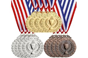 Hianjoo 12 medali, 3 szt. złoty medal, 3 szt. srebrny medal, 3 szt. brązowy medal, średnica 5 cm z naszyjnikiem dla dzieci, studentów, konkursy, nagrody