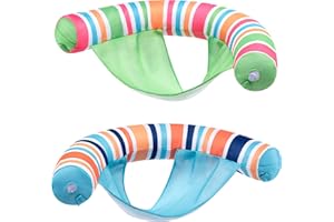 SLOOSH Nadmuchiwane krzesła basenowe, 2 sztuki, pływające krzesło z makaronem z paskami, miękka tkanina pokryta paskami, na basen, krzesło wodne, leżak na basen, imprezę dla dorosłych, w paski