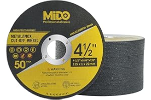 MIDO Professional Abrasive Cutting Discs 115 mm 50-pack Metal Fast Cutting Ultra Thin 1 mm Cutting Wheels Stainless Steel Cut Off Wheel for Angle Grinder
