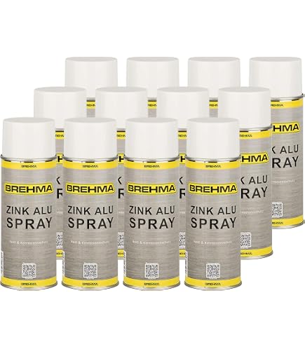BREHMA Zinkspray 12 X 400 Ml – Korrosionsschutz-Grundierung Für Stahl, Hitzebeständig & Schnelltrocknend