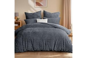 Aisbo Zimowa pościel flanelowa 220 x 200 cm, 3-częściowa, szara, ciepła, pluszowa, puszysty polar, kaszmir, poszewka na kołdrę i 2 poszewki na poduszkę 80 x 80 cm, z zamkiem błyskawicznym