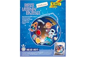 folia 68103 - Laternen - Bastelset, Weltraum, inklusive Laternenstab und LED-Licht, Mittel