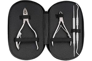 Chali® Set Pedicure 4 Pezzi con Borsa, Tronchese Unghie grande 11cm/ piccolo 9,5cm, Solleva Unghie Incarnite, Lima - Podologia Strumenti in Acciaio Inox