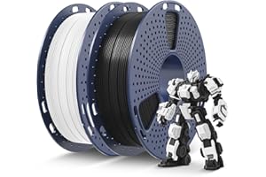 SUNLU PLA Plus filament 1,75 mm, 1 kg, ulepszony filament PLA+ do drukarki 3D, dokładność pomiaru ± 0,02 mm, 0,5 kg x 2 szpulki (czarny + biały)
