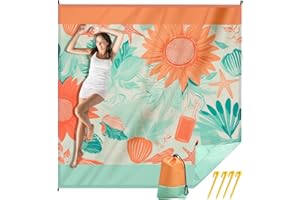 BSEICAL Tapis De Plage Anti Sable, Tapis De Plage Imperméable, Natte De Plage Pliable, Couverture De Plage Sans Sable Voyage Accessoires De Plage Camping Ultra Fin Et Ultra Léger Avec Les Ongles (210x200CM)
