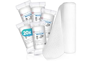 Health Press® Venda de gasa - Venda (10cm x 4m) 20 rollos - Venda elástica - Dispositivo médico - Venda de fijación dermatológicamente probada - Venda Ideal para primeros auxilios y cuidado de heridas