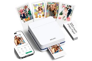Nelko Fotodrucker für Smartphone, PP01 Mini Fotodrucker, 100 Blatt, Weiß | Tintenstrahl‑Au