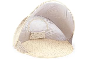 Bieco Ella Pop-up Strandmuschel Vintage Flowers | UV-Schutz 40+ | Strandmuschel Pop Up Baby Strand Zubehör Sonnenschutz Zelt Reise Sonnenschutz Strandzelt