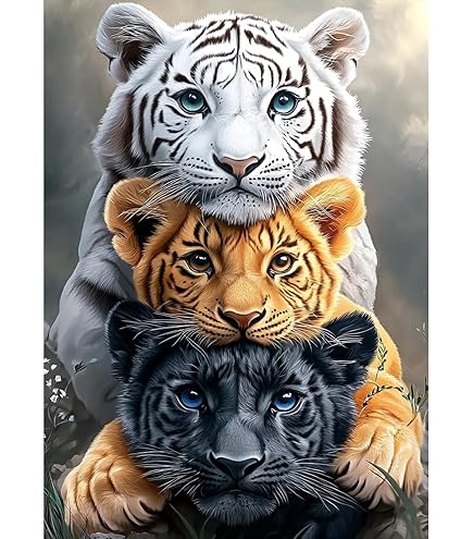 RICUVED Bricolage Diamond Painting Tigre Blanc 5D DIY Broderie Diamant Painting Kit Complet, Animaux Peinture Diamant Artisanat Strass Point De Croix Painting Pour Adultes, Enfants 30x40cm
