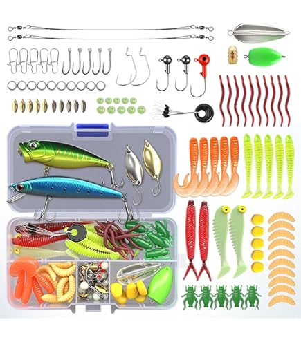 Lrocotanc 27-delige visaas-set met rubberen aas, hardware, accessoires en spinners, geschikt voor zoet en zout water Lrocotanc 27-delige visaas-set met rubberen aas, hardware, accessoires en spinners, geschikt voor zoet en zout water
