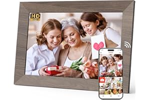YOUYU Digital Photo Frame 10 Inch WiFi, IPS Screen, Electronic Photo Frame, Plug and Play, Digital Picture Frame with 32 GB Storage + 128G Extended Memory, Automatic Rotation, Wooden Picture Frame