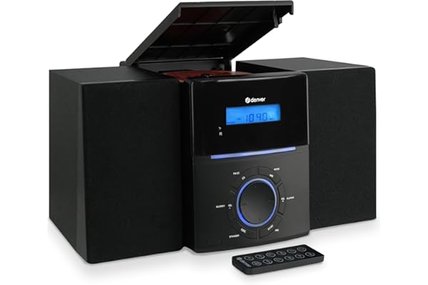 Denver Micro Chaine HiFi stéréo compacte - Radio FM - Lecteur CD - AUX - Fonction Horloge et Réveil - MCA240 - Noir