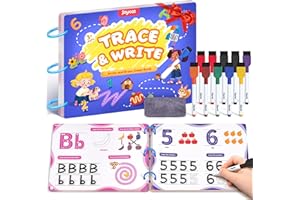 JoyCat Preschool Learning Activities 48 Reusable Pages, Handwriting Practice for Kids Toddlers, Tracing Letter Number Workbooks, Educational Toy Autism Busy Book, Learning Gift for 3 4 5 Year Olds