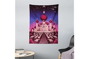 ABAKUHAUS Fantaisie Tapisserie, Château de nuit, Couleurs sans décoloration, 110 x 150 cm, Indigo Magenta Rose