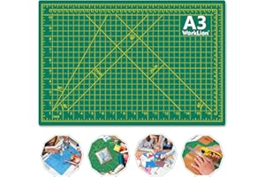 WORKLION 12" x 18" Art Self Healing PVC Cutting Mat, Double Sided, Gridded Rotary Cutting Board for Craft