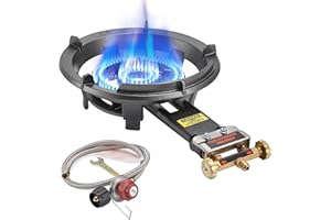 ARC ADVANCED ROYAL CHAMPION ARC Outdoor Propane Burner Stove, Single Propane Burner, Cast Iron Portable Propane Burner With 0-20 PSI CSA Adjustable Regulator And Stainless Steel Hose, Perfect For Outdoor Wok Burner