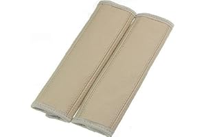 L&P Car Design GmbH A092 2 Stück Gurtschoner Gurtpolster Schulterpolster echtes Leder Echtleder Schulterschoner Schoner Polster Gurt Schulter Creme Beige Naht Beige (2 Stück beige mit Beiger Naht)