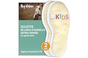 Hey Nature 2 paia di solette scarpe bambini in lana d’agnello/solette riscaldanti piedi/scalda piedi naturale/soletta scarpe riscaldante per bambini meglio delle solette termiche/ritagliabili