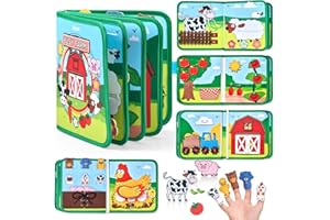 JoyCat Farm Busy Book for Toddlers 1-3, Montessori Toys 1 Year Old Boys Girls Gifts, Educational Quiet Activity Book with Life Skills, Toddler Travel Toys for 1 2 3 Year Old