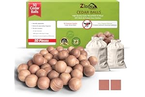ZIDINA Moth Balls 50 Pack – 100% Natural Cedar Balls, Chemical-Free Cedarwood Moth Repellent for Wardrobes and Drawers | Long-Lasting Moth Balls for Clothes Storage, Drawers & Closets