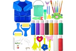 Lubibi Colori a Dita per Bambini Lavabili Pitture Dita Bambini,Atossici,Set di pittura per bambini,con Libro da Disegno,Spugna,Tavolozza, Grembiule,per Dipingere Apprendimento Precoce,Disegno Regalo