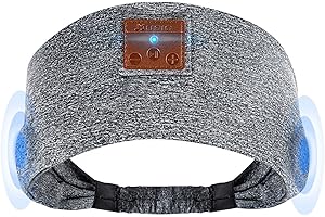 ZRUHIG Schlafkopfhörer, Stirnband Kopfhörer Bluetooth ist leicht und atmungsaktiv, Starke Elastizität, mit HD Stereo Lautsprecher und Mikrofon, Kopfhörer Stirnband für Training Yoga Laufen (Grau)