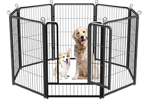 HOMIDEC Dog Pen, 8 Panel Puppy Pen with Door, High 80cm Indoor/Outdoor Pet Exercise Playpen, Portable Detachable Animal Run Enclosures for Dogs, Puppies, Cats, Rabbits and Other Animals (Black)