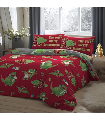 GC GAVENO CAVAILIA Set Biancheria Da Letto Matrimoniale Natale Con Babbo Natale, 200x200 Cm, 3 Pezzi (Copripiumino + 2 Federe), In Policotone 50% Cotone 50% Poliestere, Morbido E Lavabile