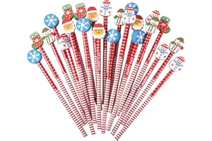 JIANTA Lot de 40 Crayons de Noël avec Gomme, Crayons de Dessin Animé en Bois, Papeterie pour Enfants Cadeau Petits Cadeaux