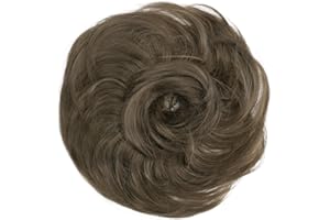 CAISHA Parrucchino Elastico Disordinato Leggermente Ondulato Naturalmente Fibra Sintetica Marrone Chiaro G8B