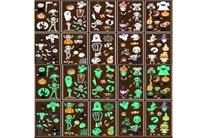 DONGSZQ Tatuaggi Temporanei di Halloween per Bambini, 10 Fogli, Adesivo Luminoso, Decorazione Impermeabile