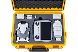 Lykus Titan MM410 Waterproof Hard Case (Yellow) for DJI Mini 4 Pro/Mini 3/Pro and DJI RC 2/RC/RC-N2/N1, Support 7 Batteries and RC Lanyard [CASE ONLY]