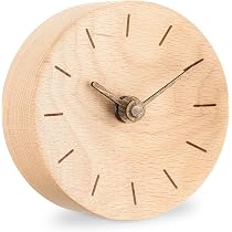 Navaris Horloge Bureau Rectangle Bois Vintage - Design Rétro Silencieuse