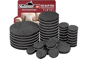 Yelanon Non Slip Furniture Pads 38pcs（25+50+75) mm Furniture Grippers, Non Skid Self Adhesive Rubber Feet Furniture Feet,Anti Slide Furniture Hardwood Floor Protector for Keep Couch Stoppers