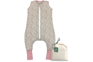 MOLIS & CO molis&co Piżama Koc z antypoślizgowymi skarpetami 2,5 TOG - 80 cm (2 lata) - idealny na zimę - 100% bawełna (Oeko-Tex 100), pastelowy kwiatowy