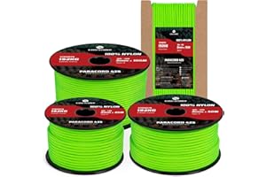 Kamu Synber 425 Paracord 3mm x 15m Corda Nylon 100% Tipo II 3 Fili Corda Paracadute Resistente per Sopravvivenza, Esterno, Fatto a Mano | Supporto 192kg | Verde Neon
