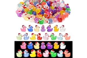 Halinuia 120 Pcs Noël Mini Canards en Résine, 15 Couleurs Lumineux Canards Miniatures pour Noel Décors, Miniatures Figurines de Canard, pour Aquarium Jardin Paysage Maisons de Poupée
