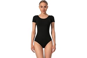 Mulnall Justaucorps de Ballet Femme Gymnastique Danse Manches Courtes Body Danse Classique Leotard