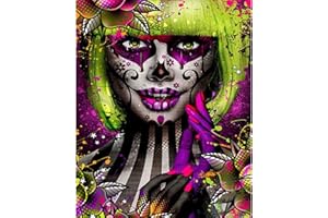 Walarky Kit de peinture à l'huile par numéro sur toile avec pinceaux et pigments acryliques pour adultes, cheveux verts, fille, 40,6 x 50,8 cm (sans cadre)