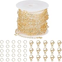 SUNNYCLUE Edelstahl-Kette 5m - Büroklammer-Glieder Mit Karabinern Für Schmuck