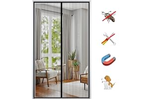 MAIFENGL Magnétique Moustiquaire Porte, Auto-Adhésif Rideau en Maille Rideau Moustiquaire Fermeture Automatique, Magnétique Moustique Sans Perçage-Black-A|| 175x205cm(68x80inch)